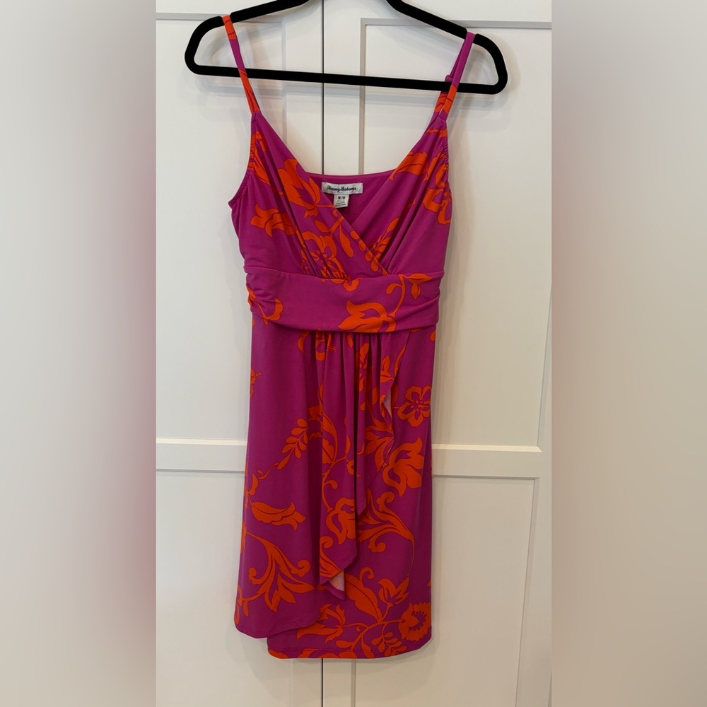 Tommy Bahama Sundress Pink Orange Adjustable Straps Cruise wear Vacation Dress